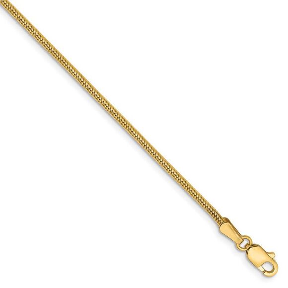 1.6mm 14k Yellow Gold Round Solid Snake Chain Bracelet 7 Inch
